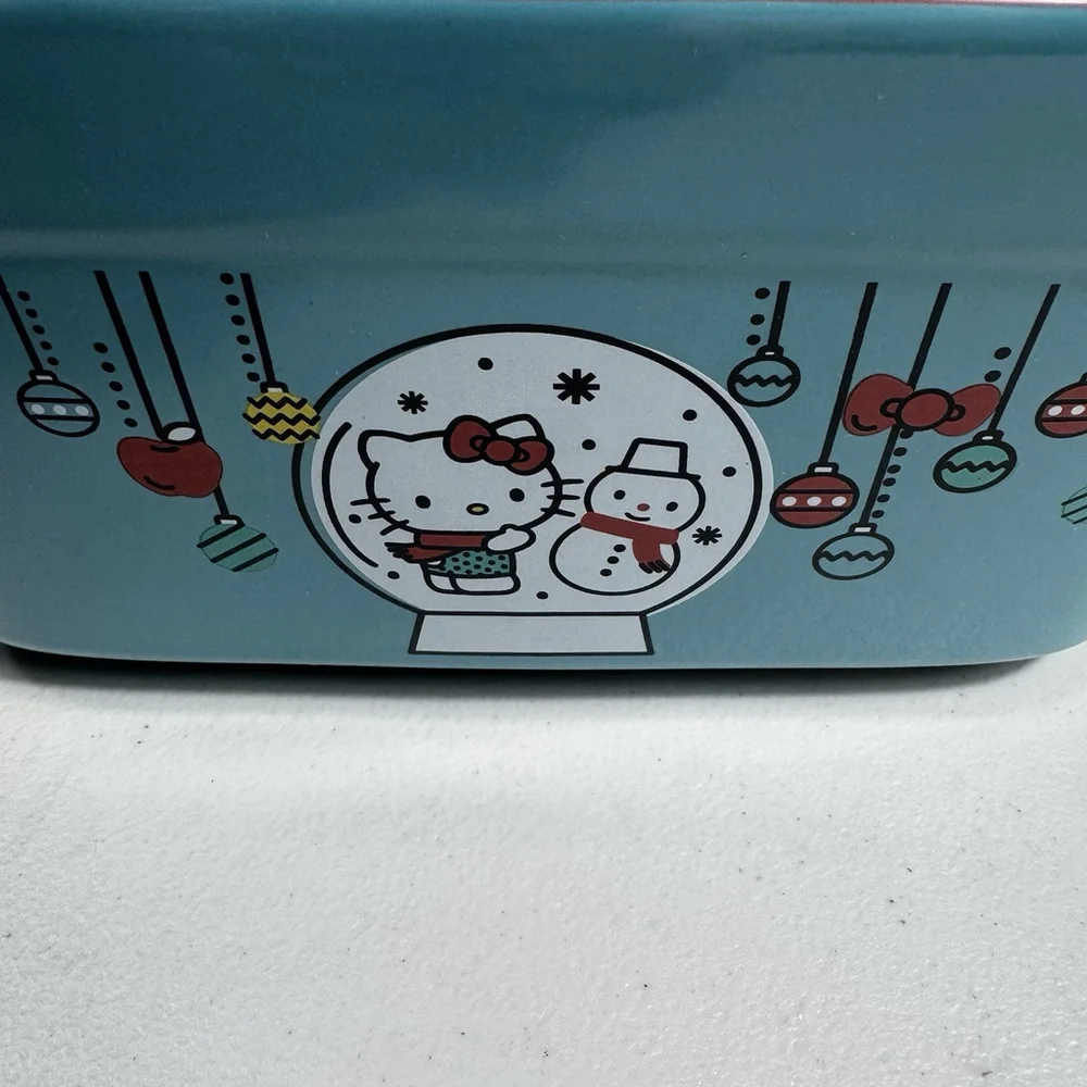 Sanrio Hello Kitty Ceramic Loaf Pan Snow Globe Design 9x5